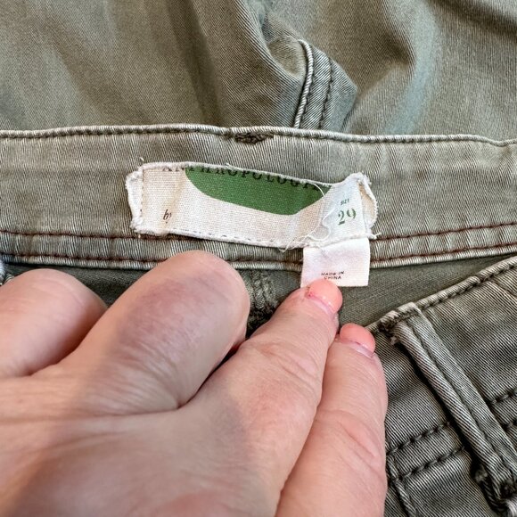 Anthropologie Pants Cargo Utility Olive Green Khaki Stretch Slim Sz 29 #OB709143 - Picture 2 of 14